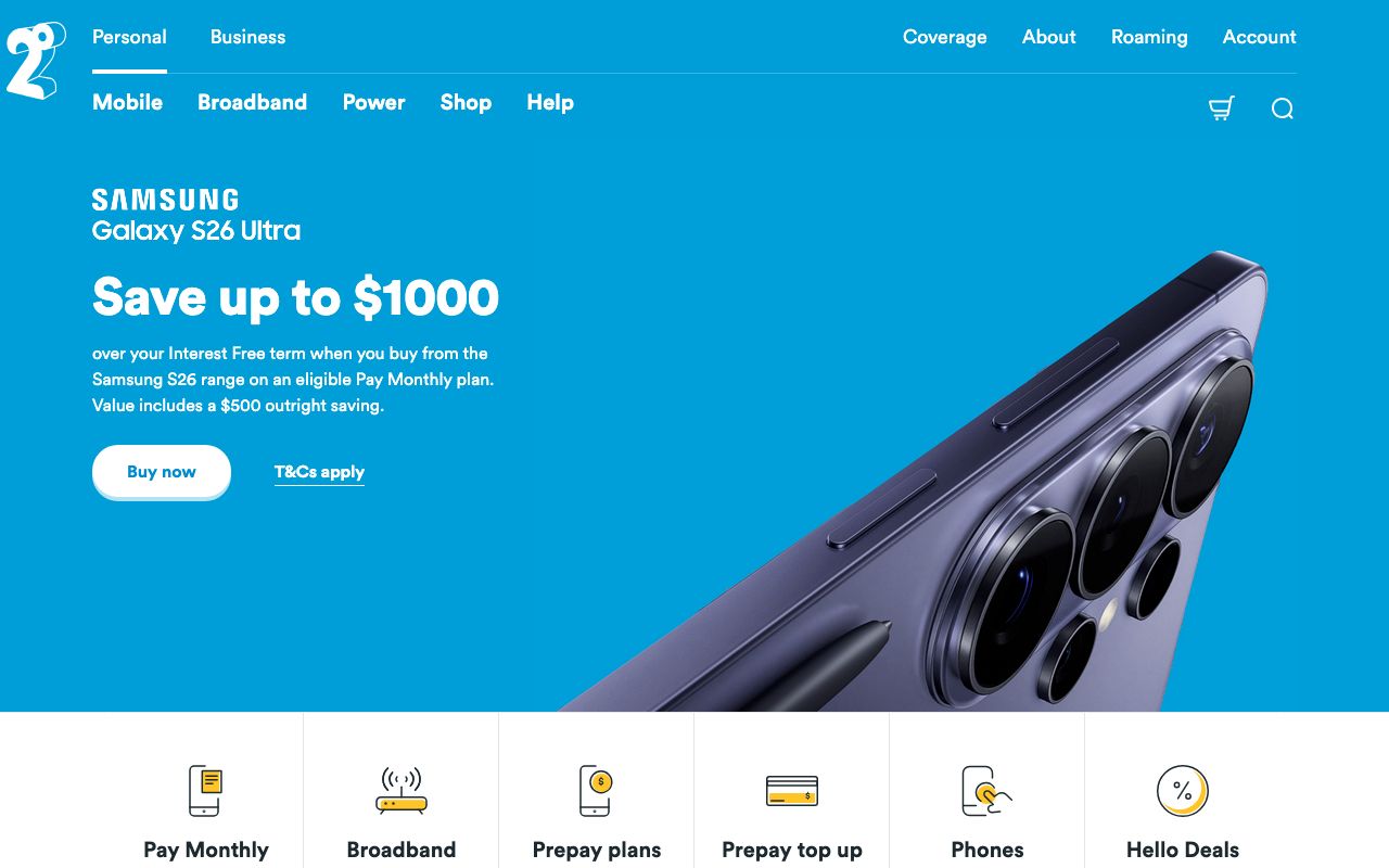 Preview of 2degrees's website