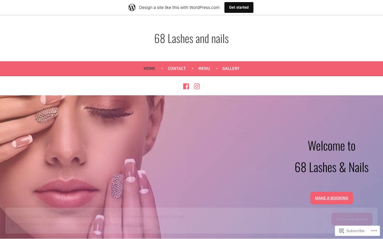 Preview of 68 Lashes and Nails's website