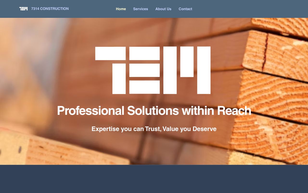 Preview of 7314 Construction's website