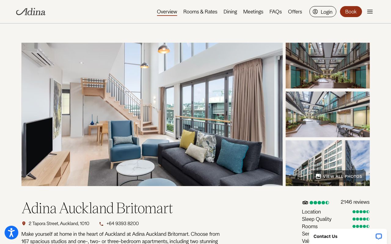 Preview of Adina Apartment Hotel Auckland Britomart's website