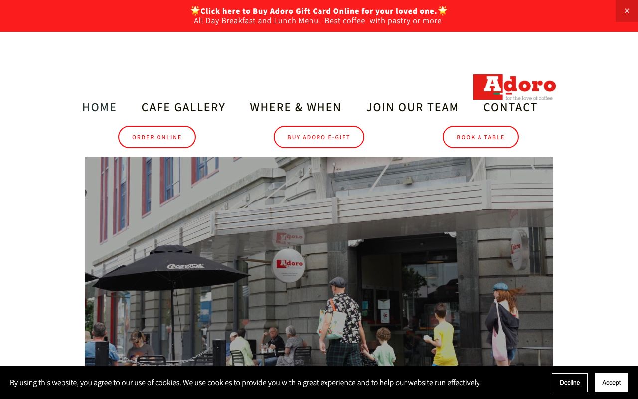 Preview of Adoro's website
