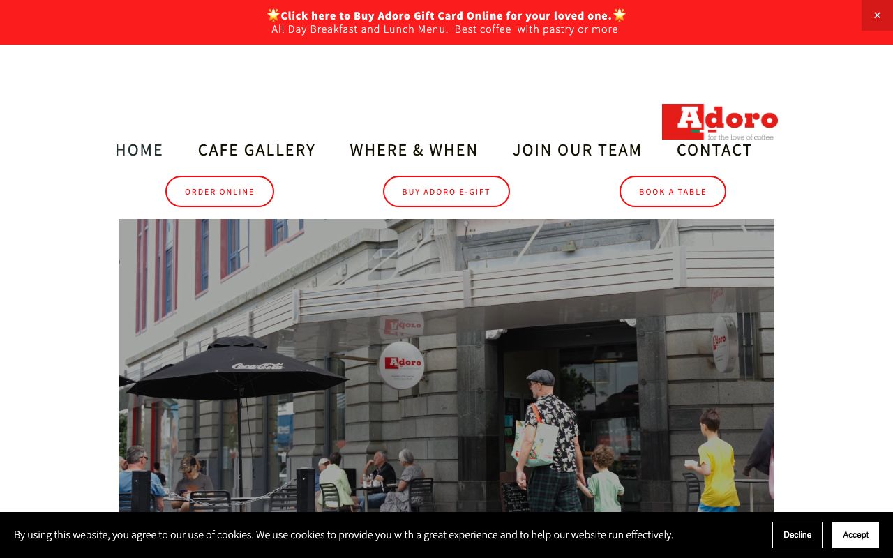Preview of Adoro's website