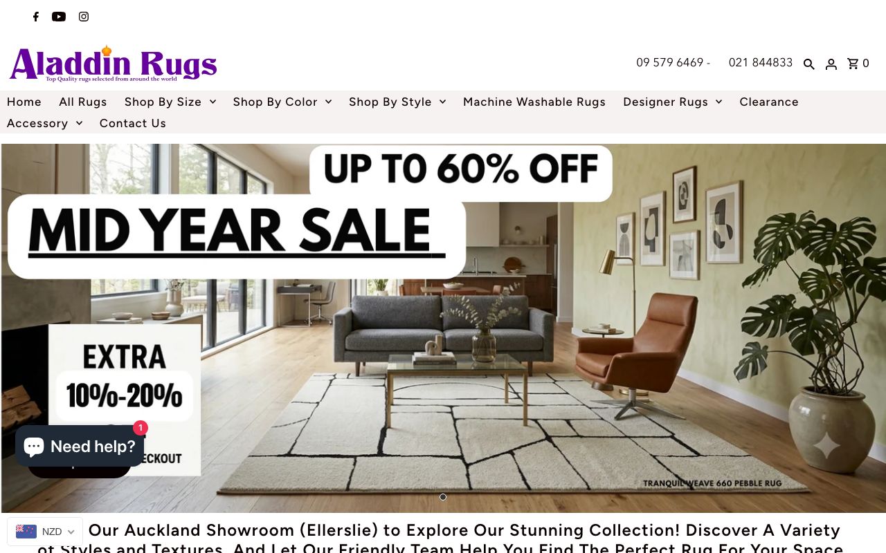 Preview of Aladdin Rugs y's website