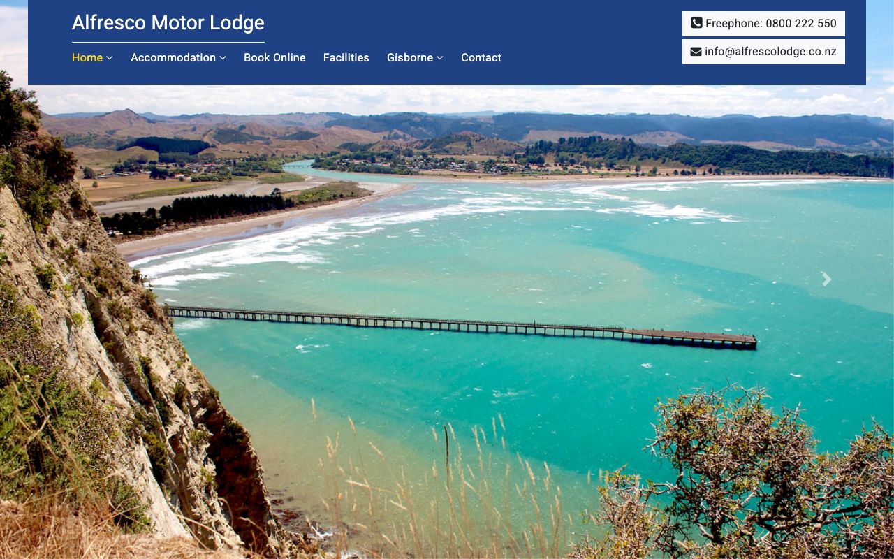 Preview of Alfresco Motor Lodge's website