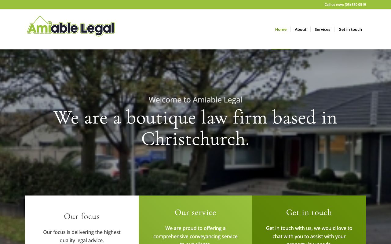 Preview of Amiable Legal's website