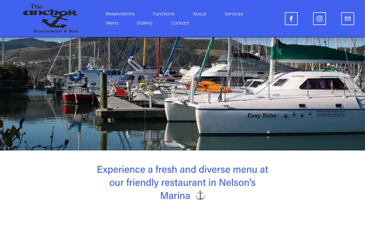 Preview of Anchor Restaurant and Bar's website