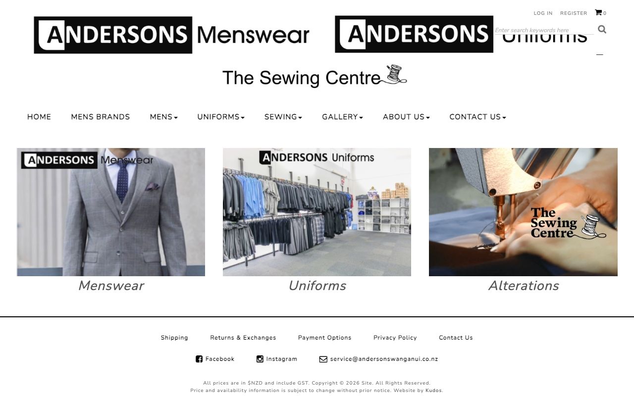 Preview of Andersons Menswear's website