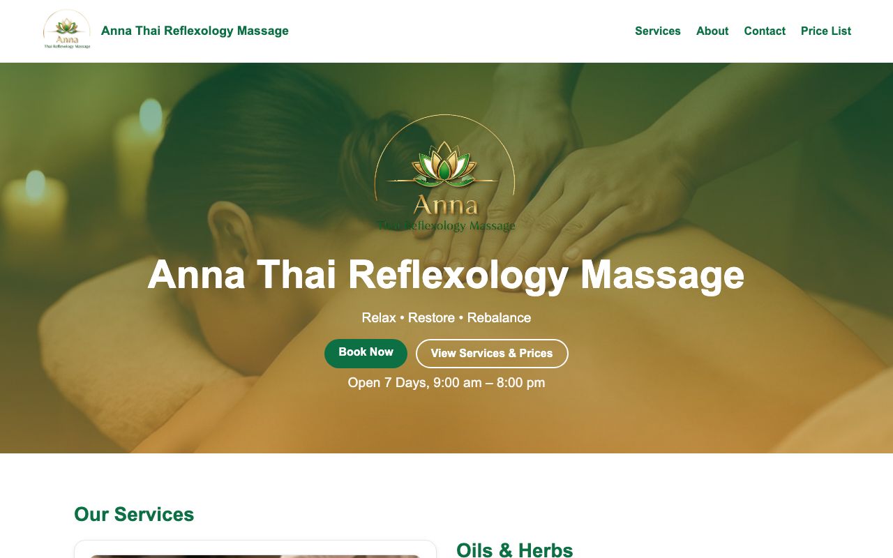 Preview of Anna Thai Reflexology Massage's website