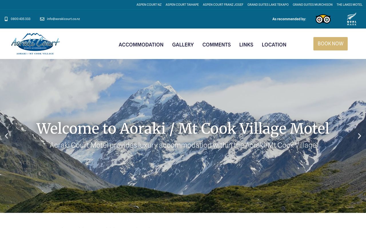 Preview of Aoraki Court Motel's website