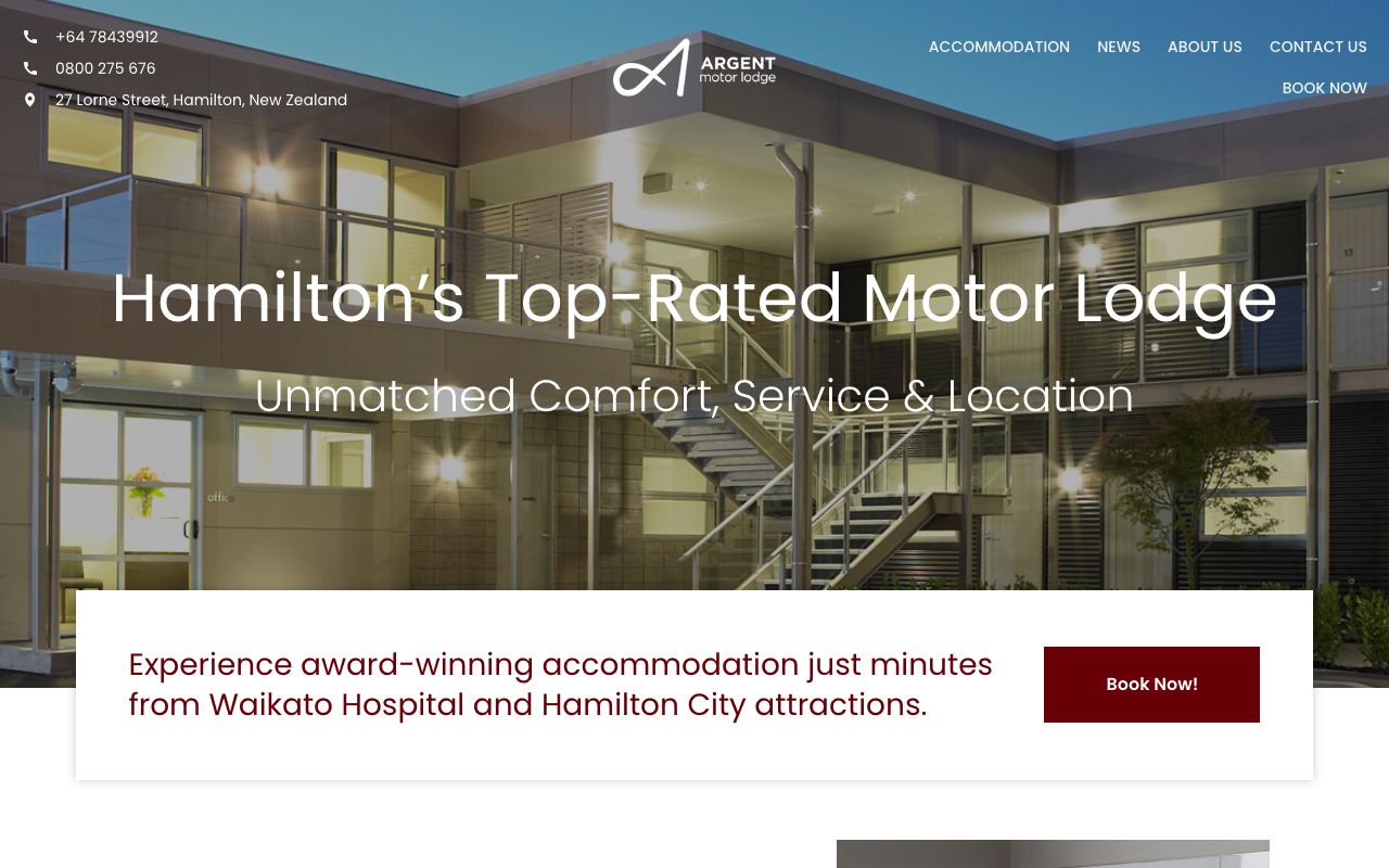 Preview of Argent Motor Lodge's website