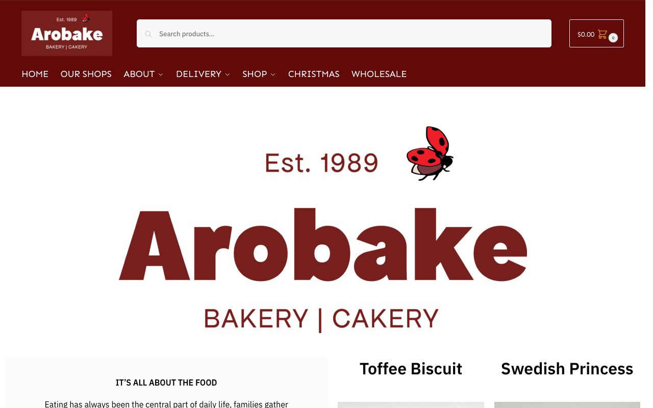 Preview of Arobake's website