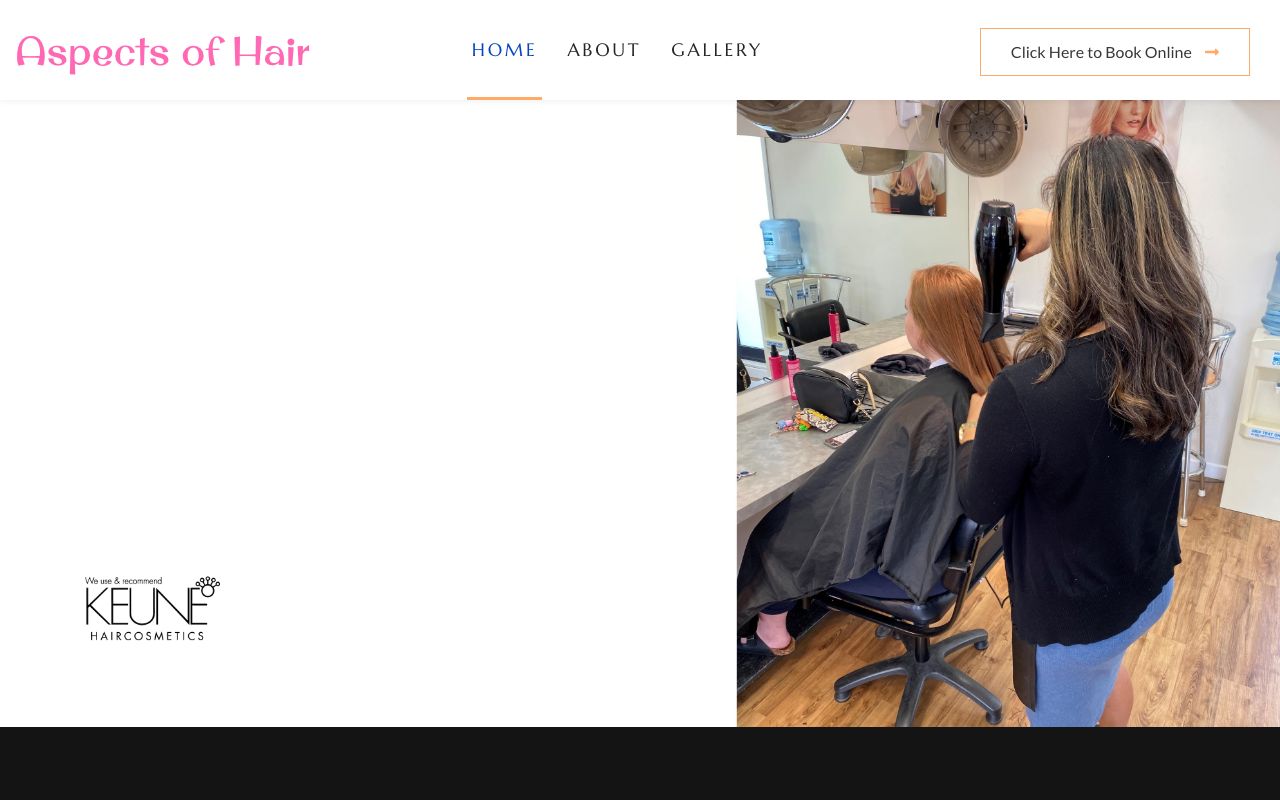 Preview of Aspects Of Hair's website