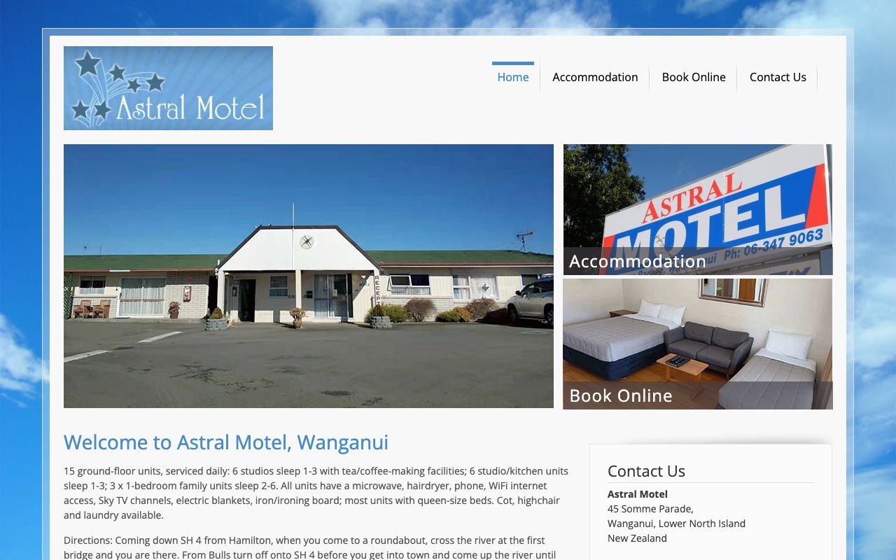 Preview of Astral Motel's website
