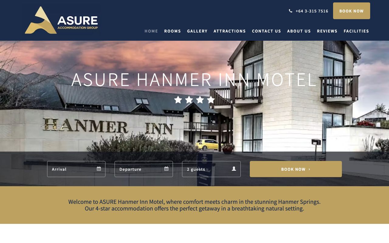 Preview of ASURE Hanmer Inn's website
