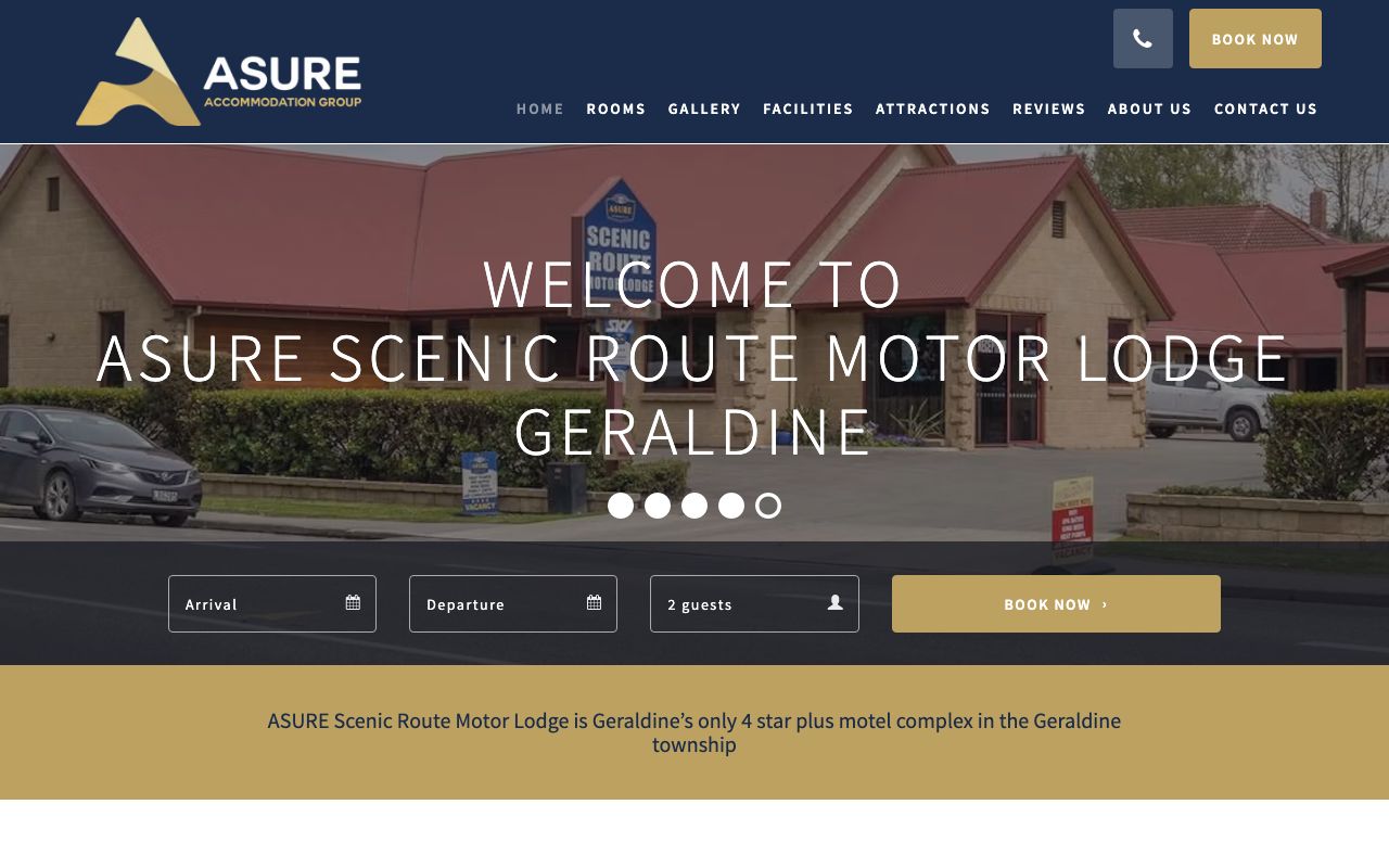 Preview of ASURE Scenic Route Motor Lodge's website