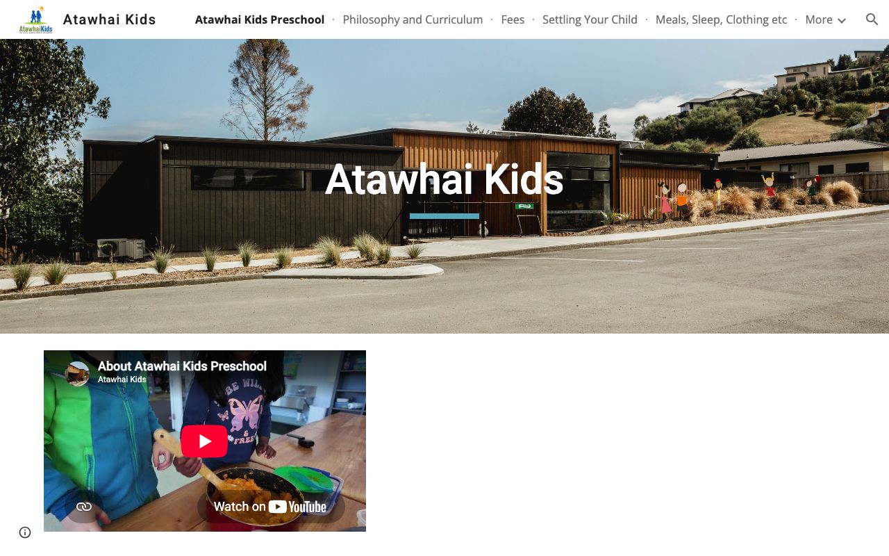 Preview of Atawhai Kids Preschool's website