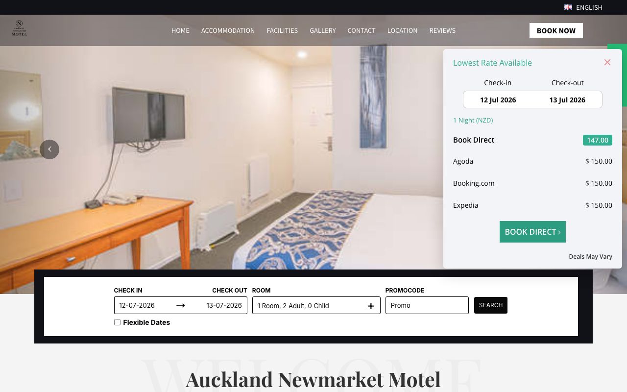 Preview of Auckland Newmarket Motel's website