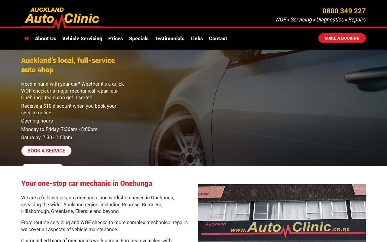 Preview of Auto Clinic's website