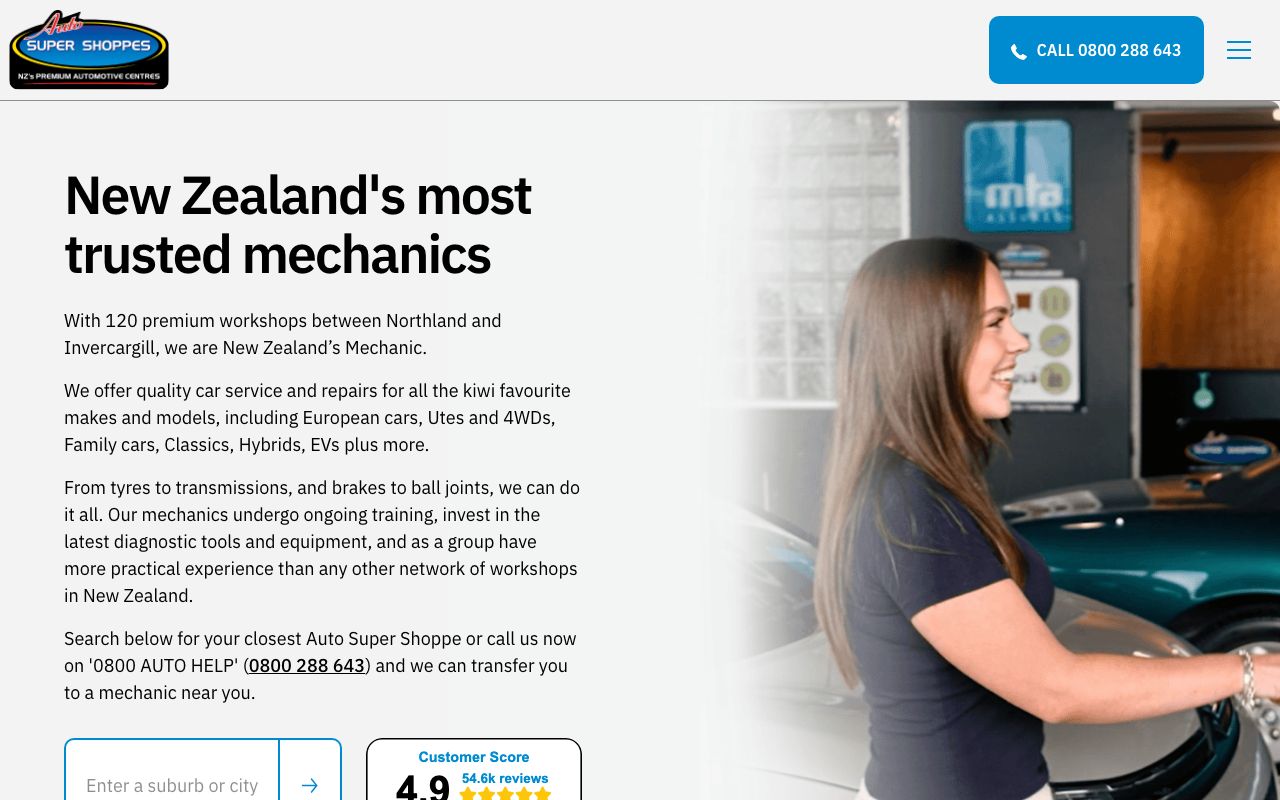 Preview of Auto Super Shoppe's website