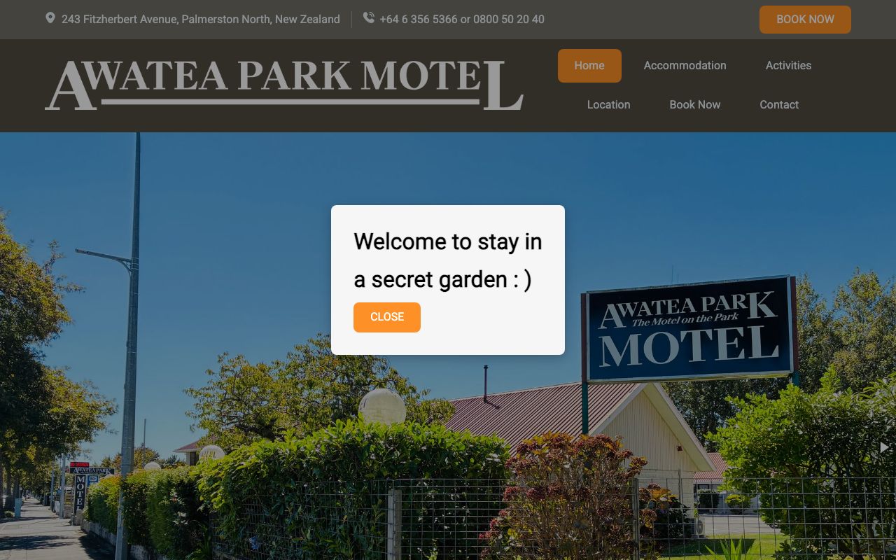 Preview of Awatea Park Motel's website