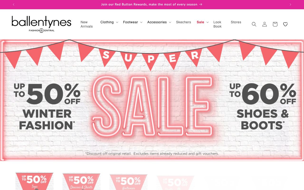 Preview of Ballentynes Fashion Central's website