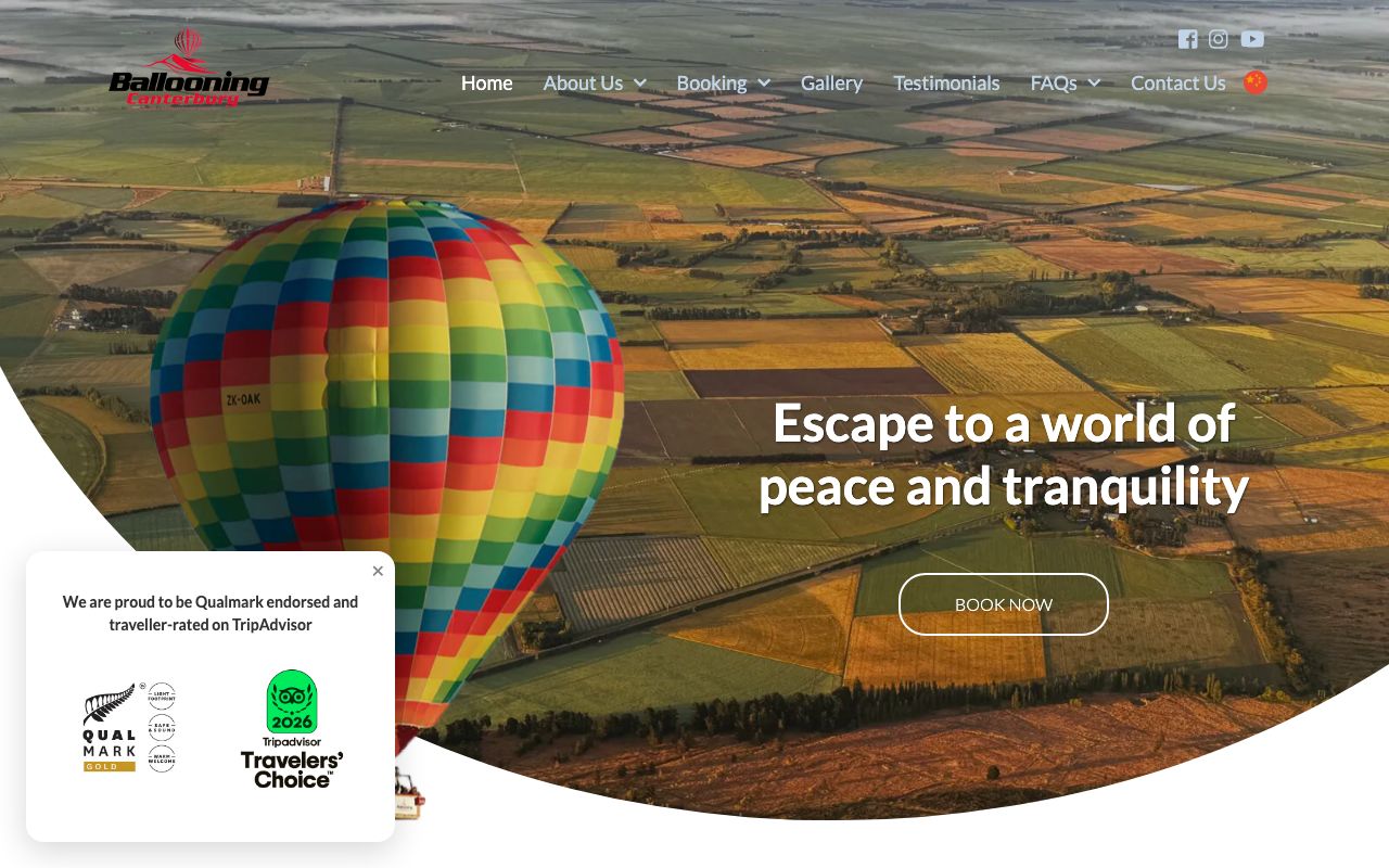 Preview of Ballooning Canterbury's website