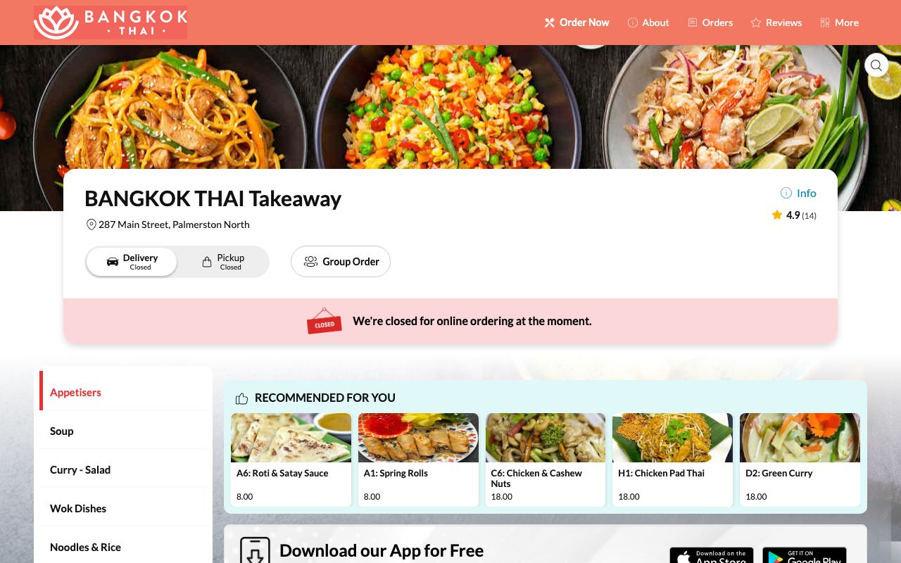 Preview of Bangkok Thai Takeaway's website
