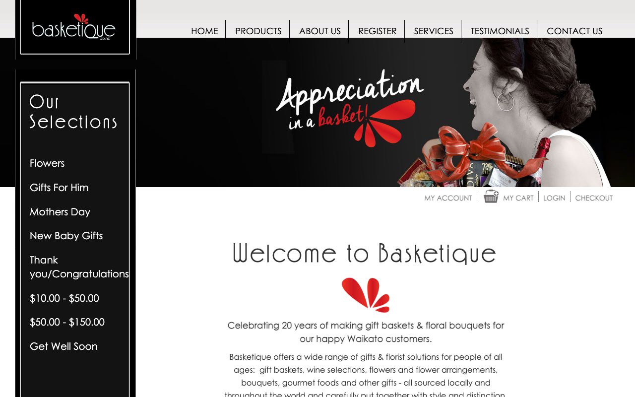 Preview of Basketique's website
