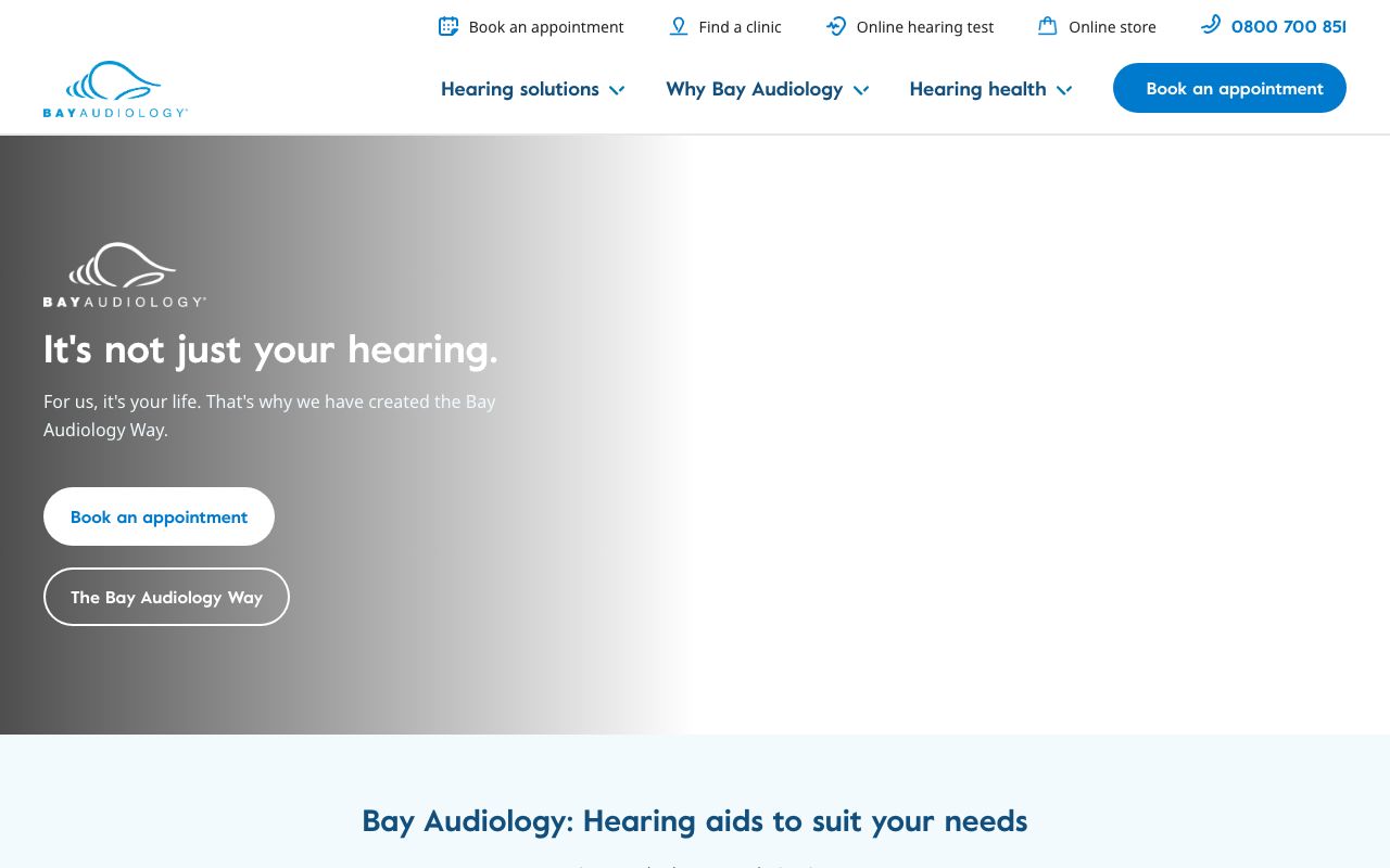 Preview of Bay Audiology Albany's website