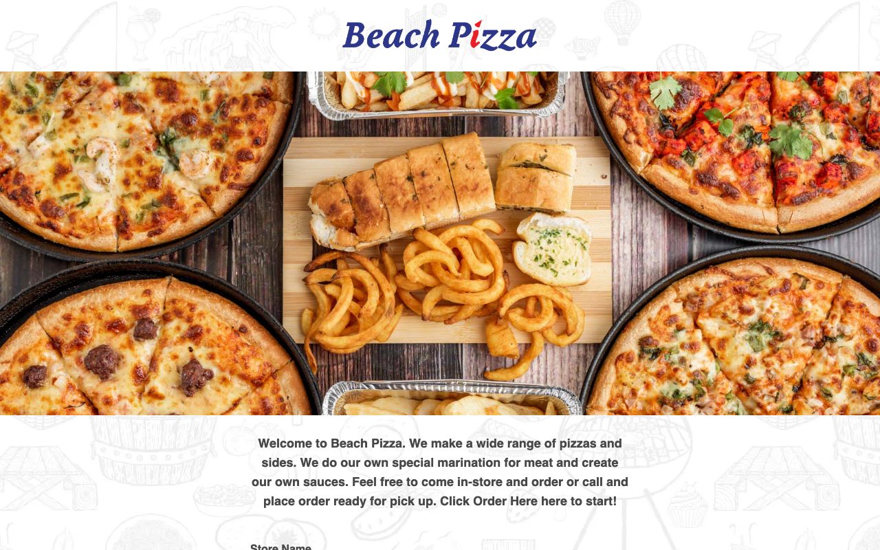 Preview of Beach Pizza's website