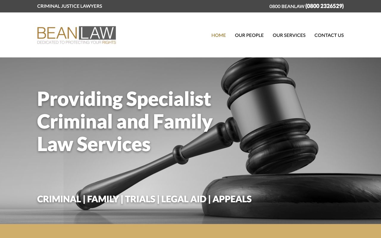 Preview of Bean Law's website