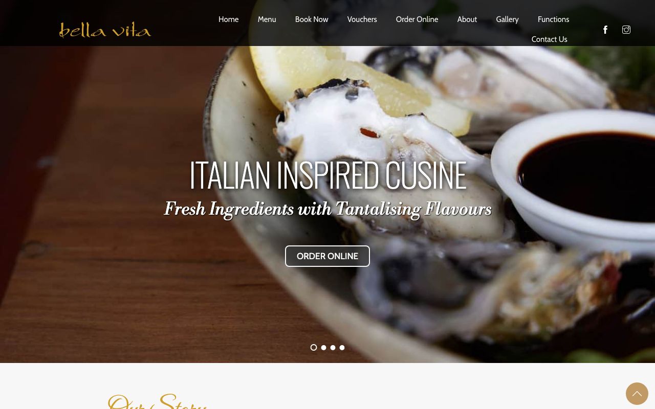 Preview of Bella Vita Restaurant's website