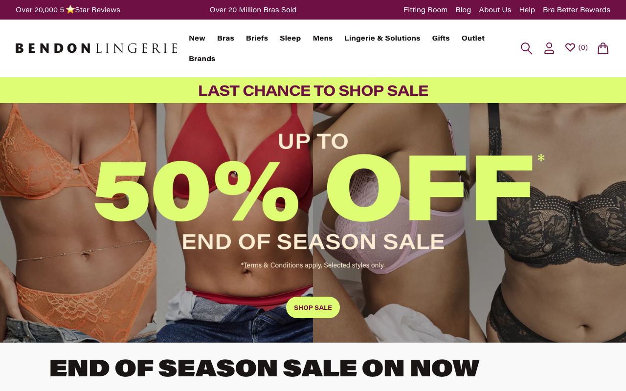 Preview of Bendon Lingerie's website