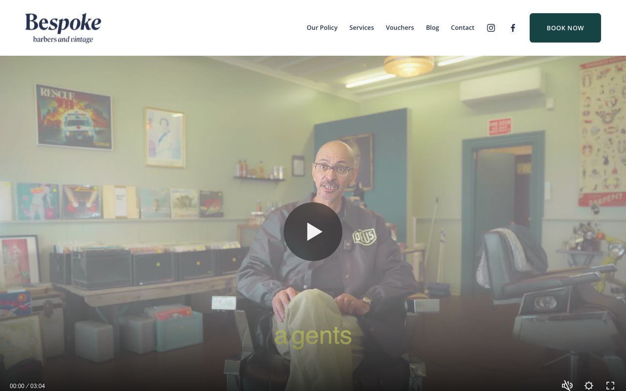 Preview of Bespoke Barbers and Vintage's website