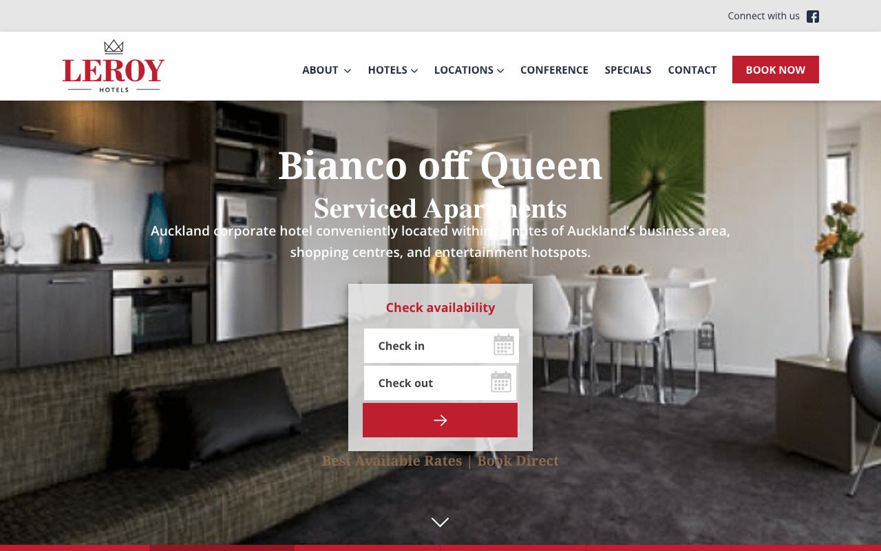 Preview of Bianco off Queen serviced apartments's website