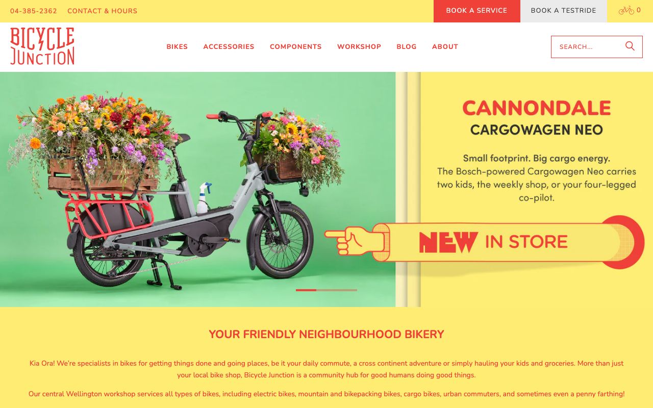 Preview of Bicycle Junction's website