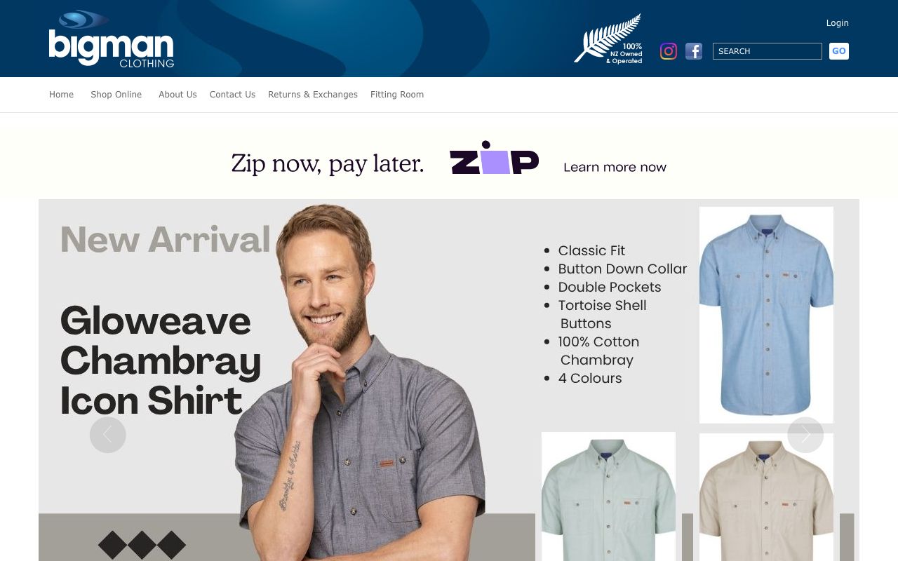 Preview of Big Man Clothing's website