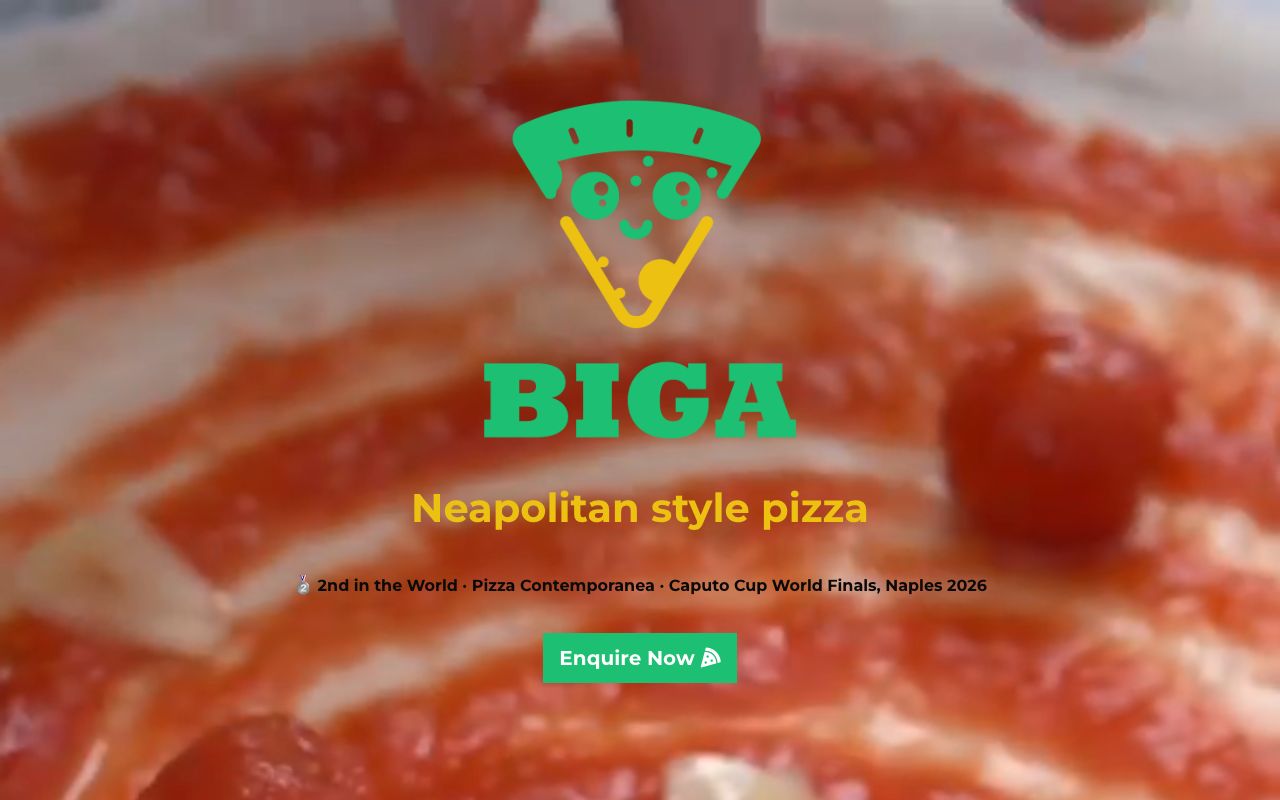 Preview of Biga - Neapolitan style pizza's website