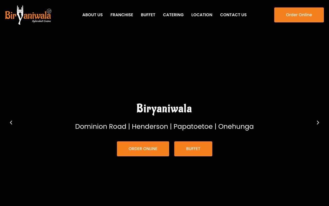 Preview of Biryaniwala's website