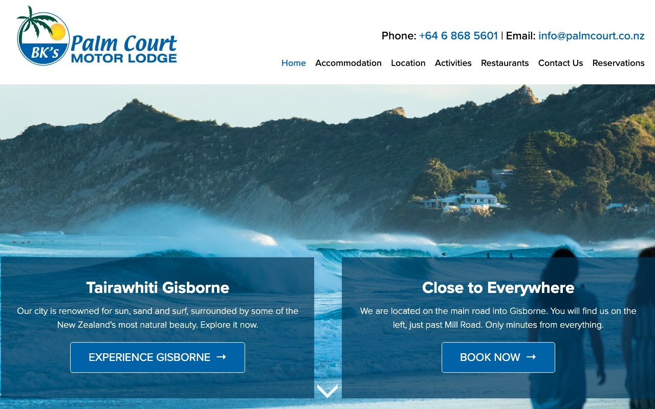 Preview of BK's Palm Court Motor Lodge's website