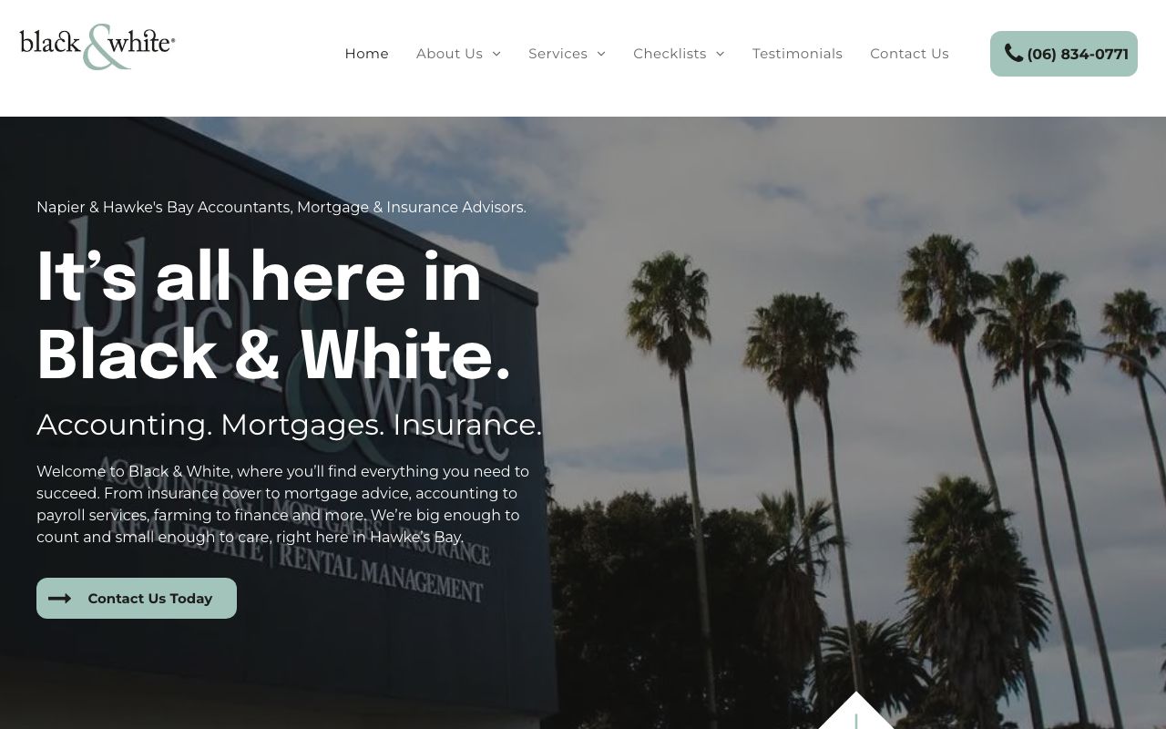 Preview of Black and White Accounting's website