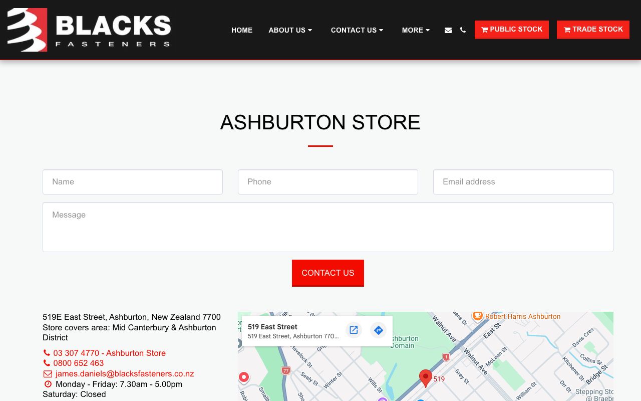 Preview of Blacks Fasteners's website