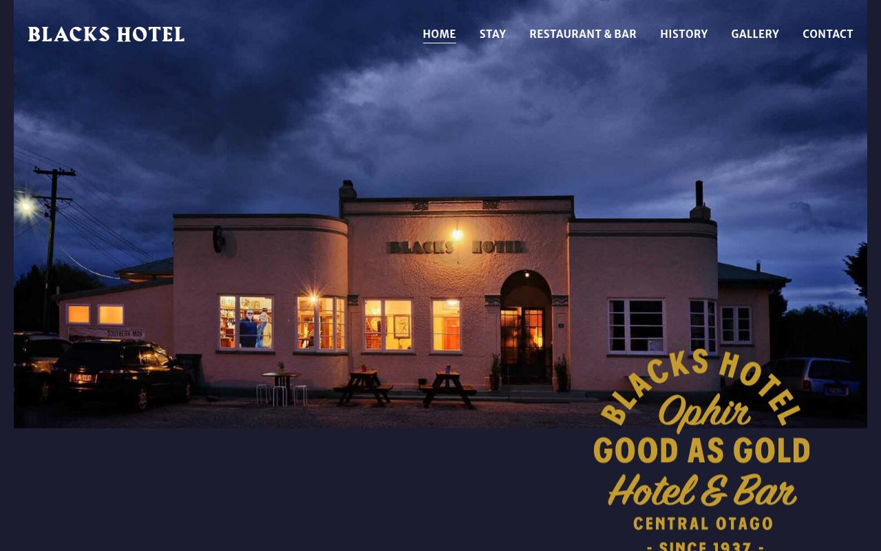 Preview of Blacks Hotel's website