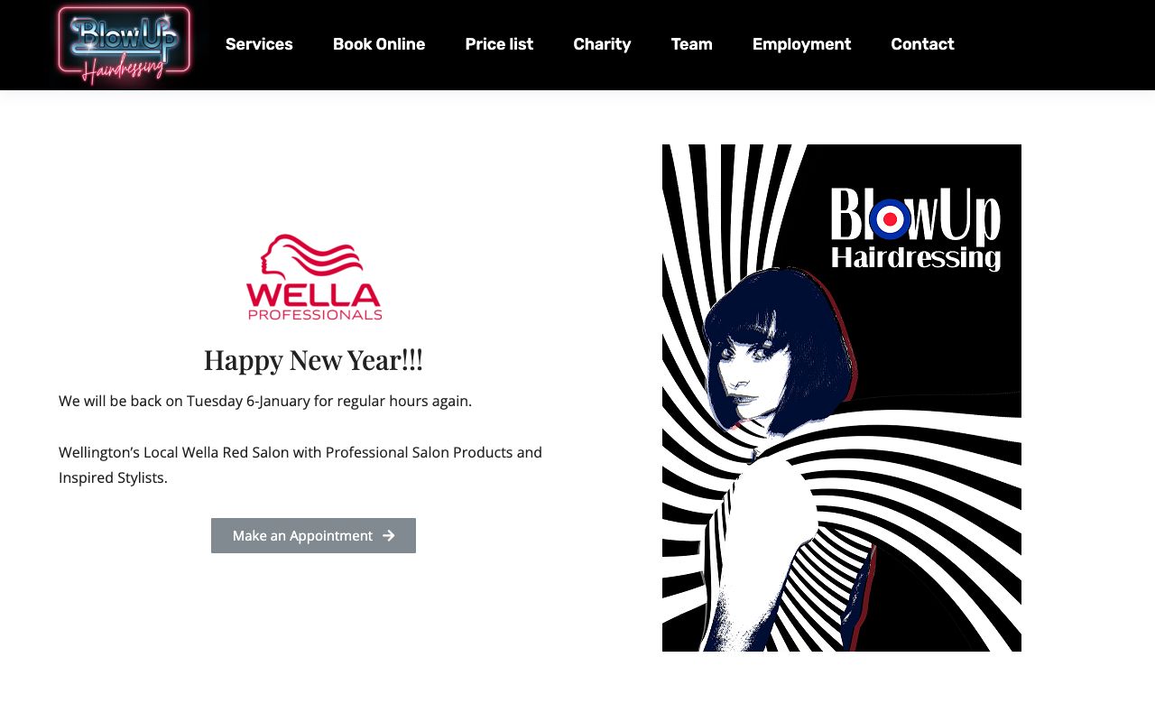 Preview of BlowUp Hairdressing's website