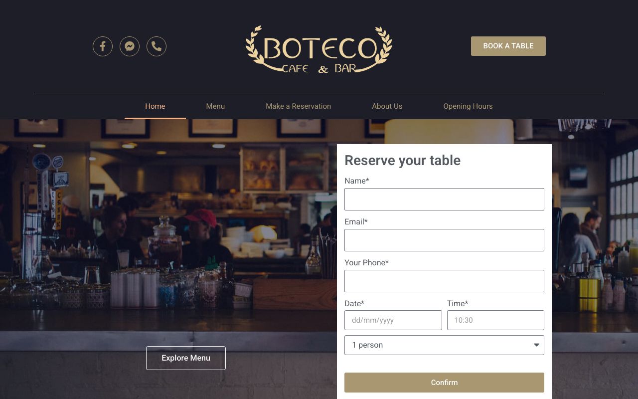 Preview of Boteco's website
