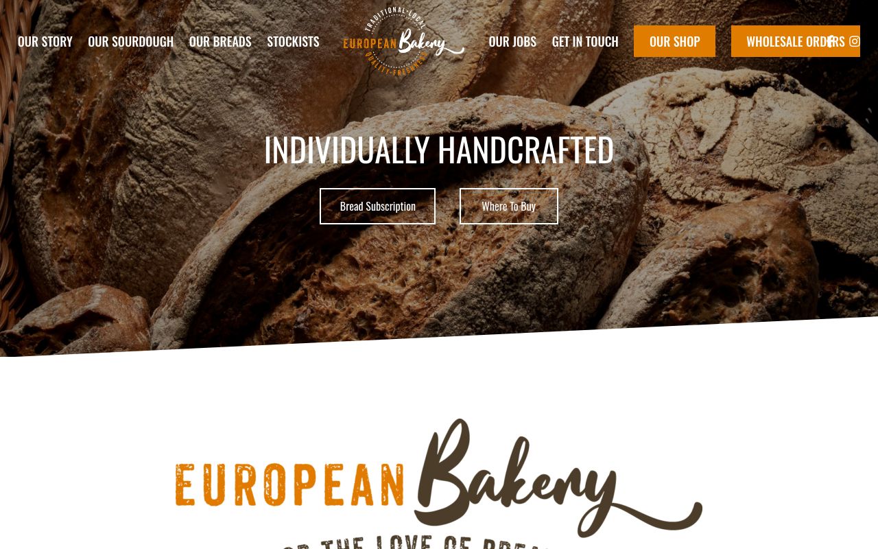 Preview of Bread by European Bakery's website