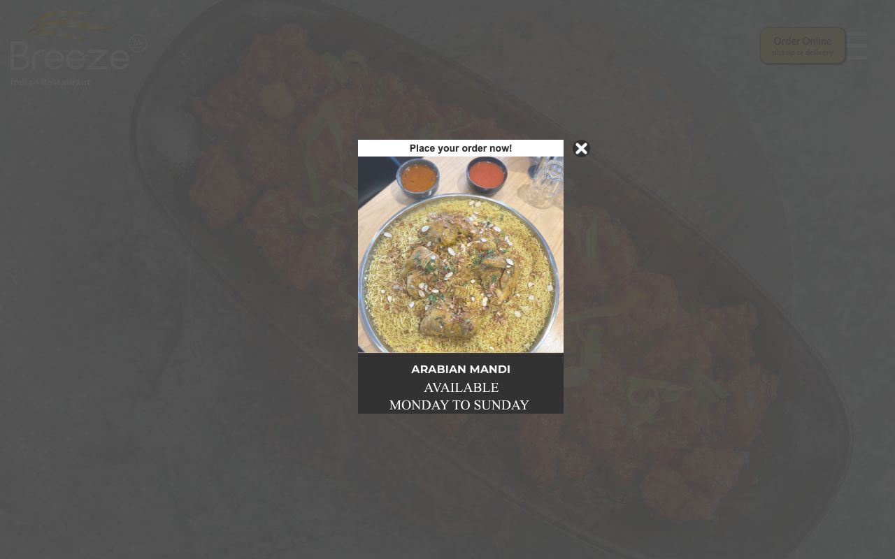 Preview of Breeze Indian Restaurant's website