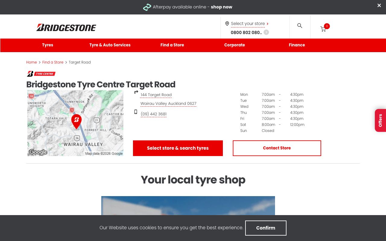 Preview of Bridgestone's website