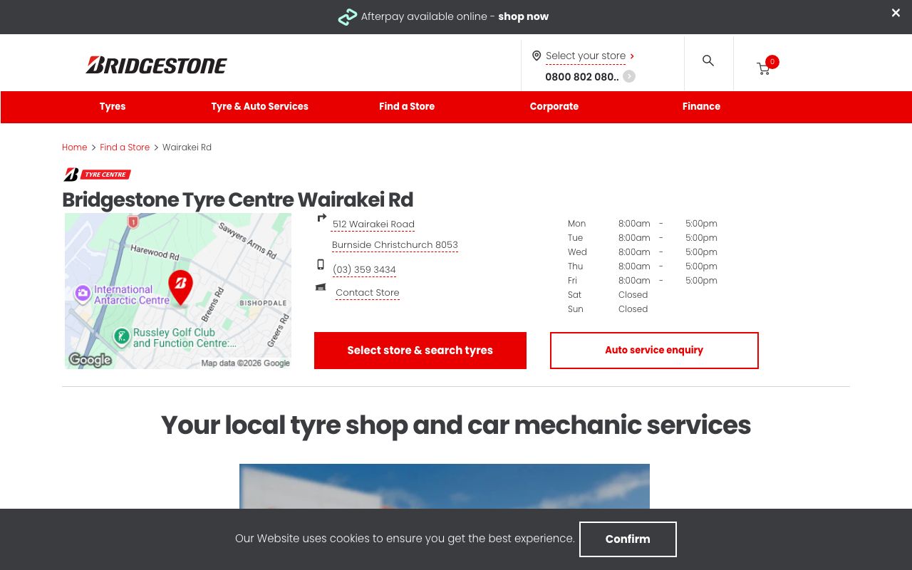 Preview of Bridgestone's website