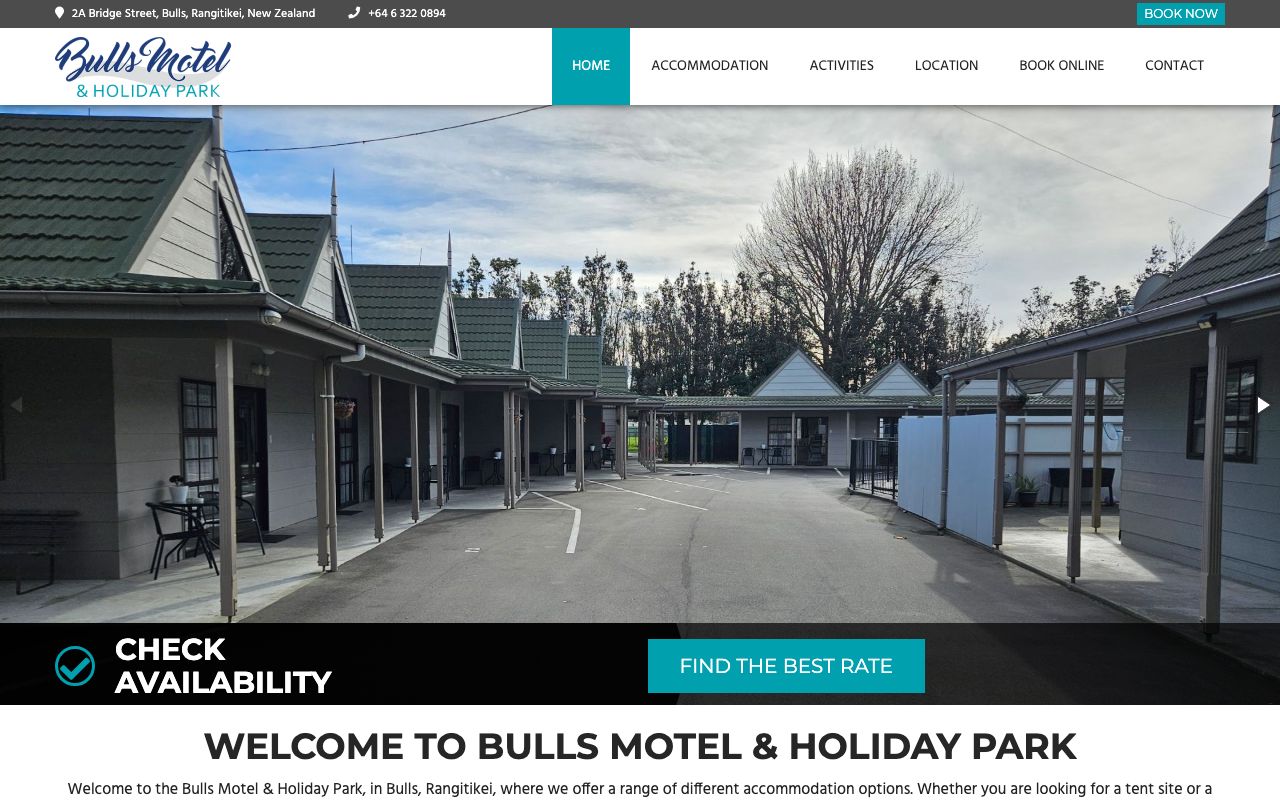 Preview of Bulls Motel & Holiday Park's website